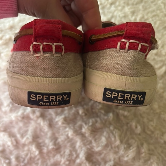 Sperry Red and Tan Canvas Boat Shoes - Picture 3 of 5